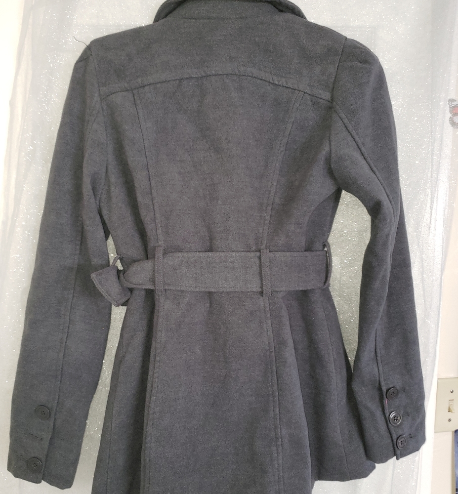 Gray Button Down Jacket Small Euc - image 7